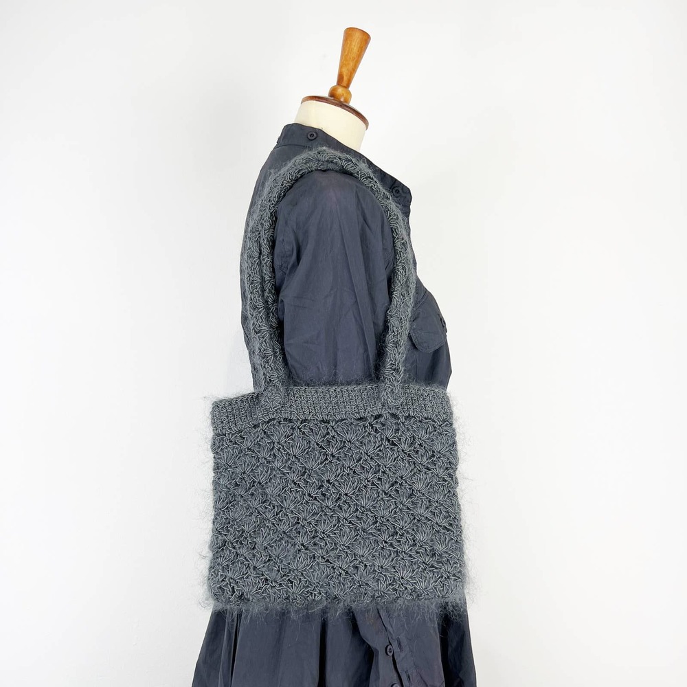 Vintage Gun-Marie Nilsson Grey crochet knit purse shoulder bag